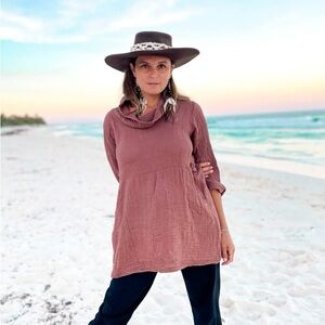 Cotton Flower clothing Khuna Cowl Tunic Top dessert rose